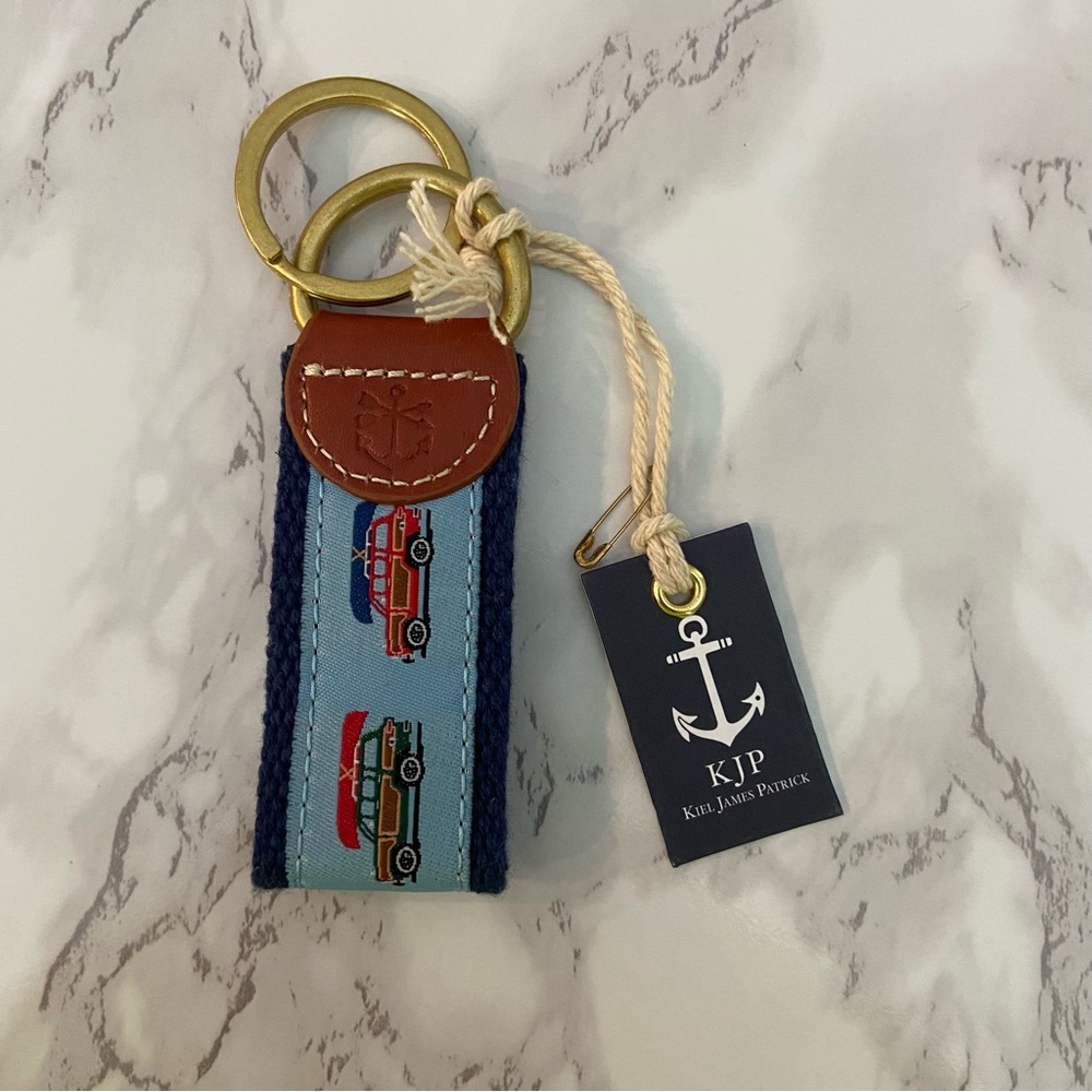 Kiel James Patrick Blue and Brown Keychain with Car Motif